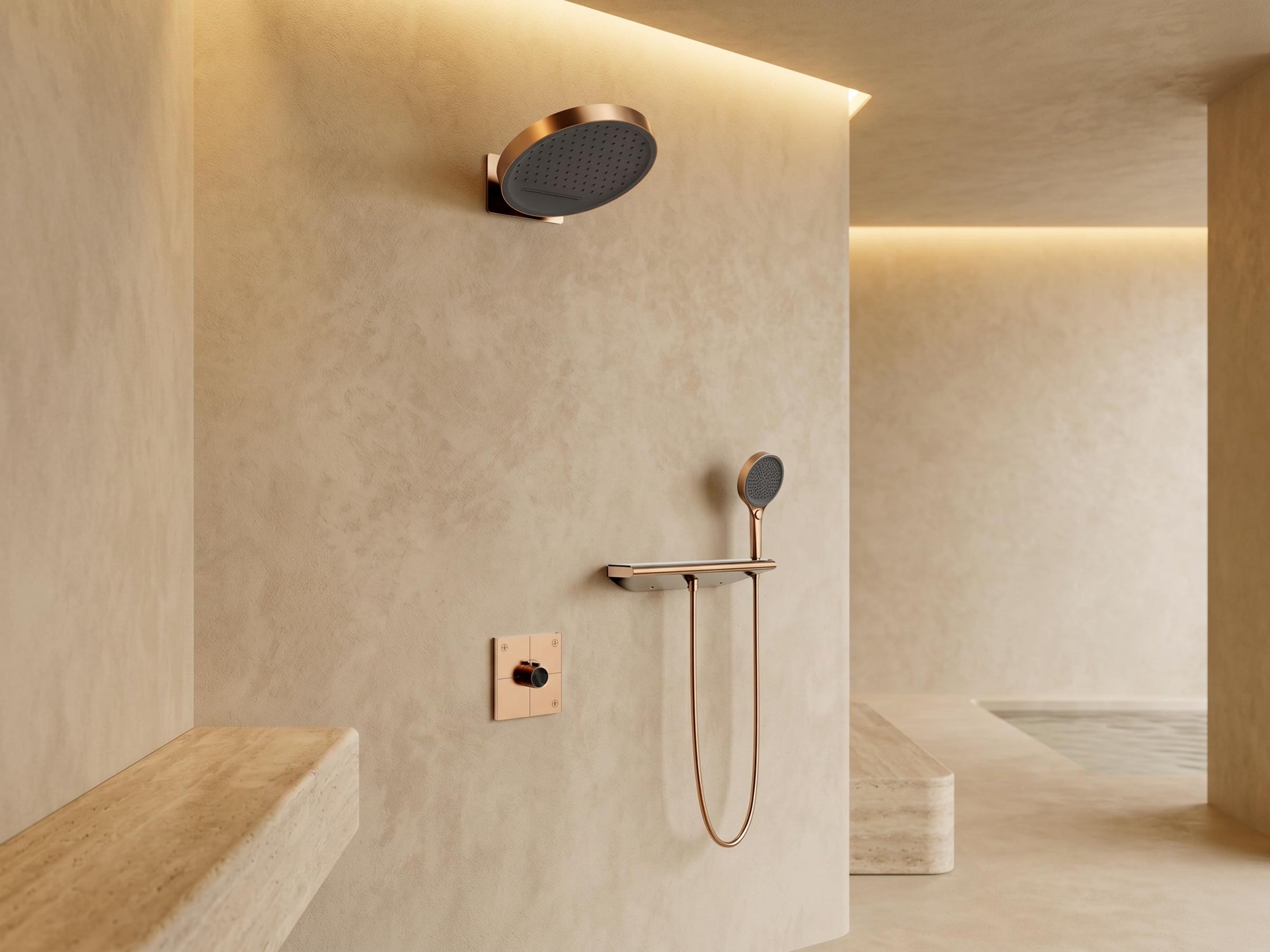 Rose Gold Concealed Rain Shower System for Modern Bathrooms
