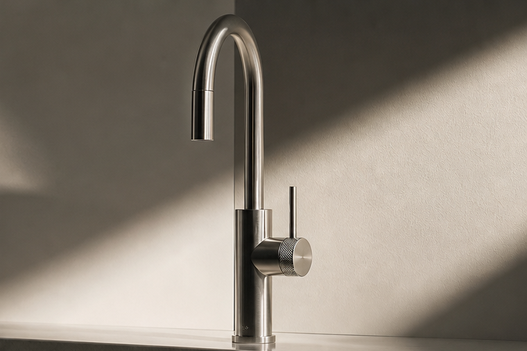 AELEIN faucet silhouette showing minimal design and precise proportion