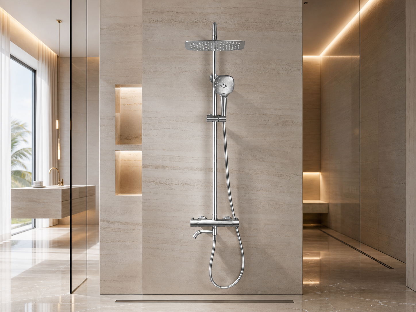 Brushed Gold Rain Shower System for Modern Bathrooms