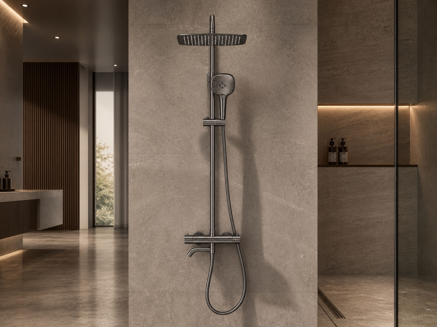 Brushed Gold Rain Shower System for Modern Bathrooms