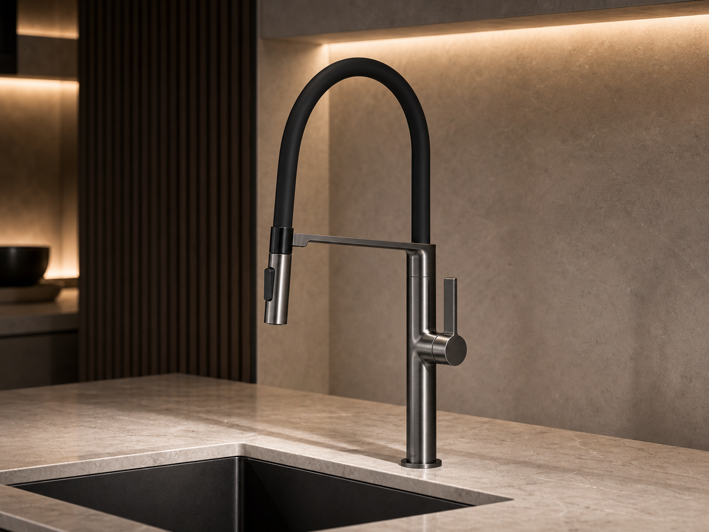Brushed Gold Magnetic Pull-Down Kitchen Faucet for Modern Kitchens