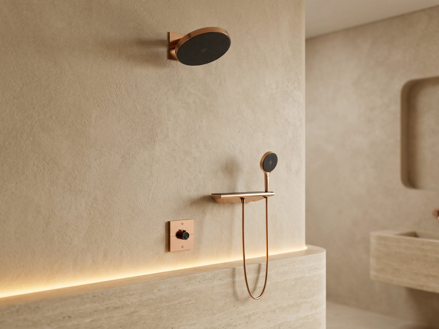 Rose Gold 2-Function Concealed Rain Shower System
