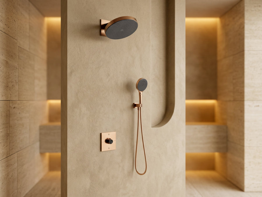 Rose Gold 2-Function Concealed Shower System without Shelf