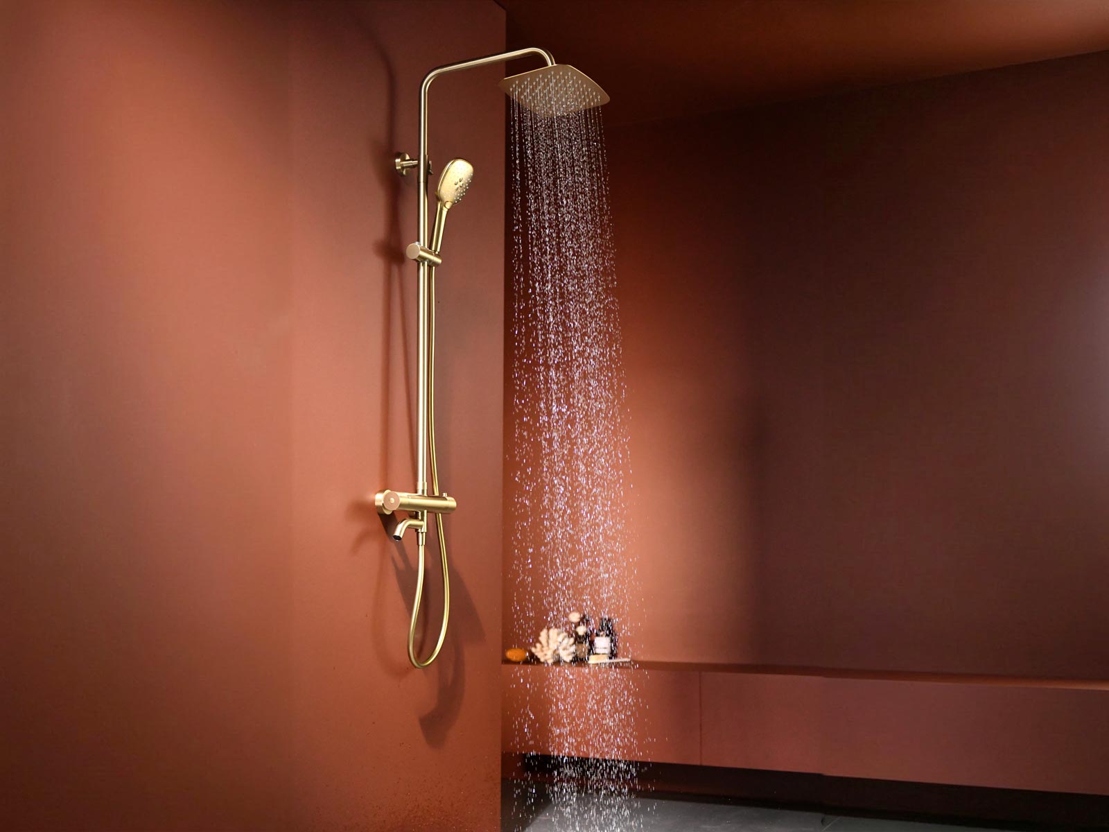 Brushed Gold Rain Shower System for Modern Bathrooms