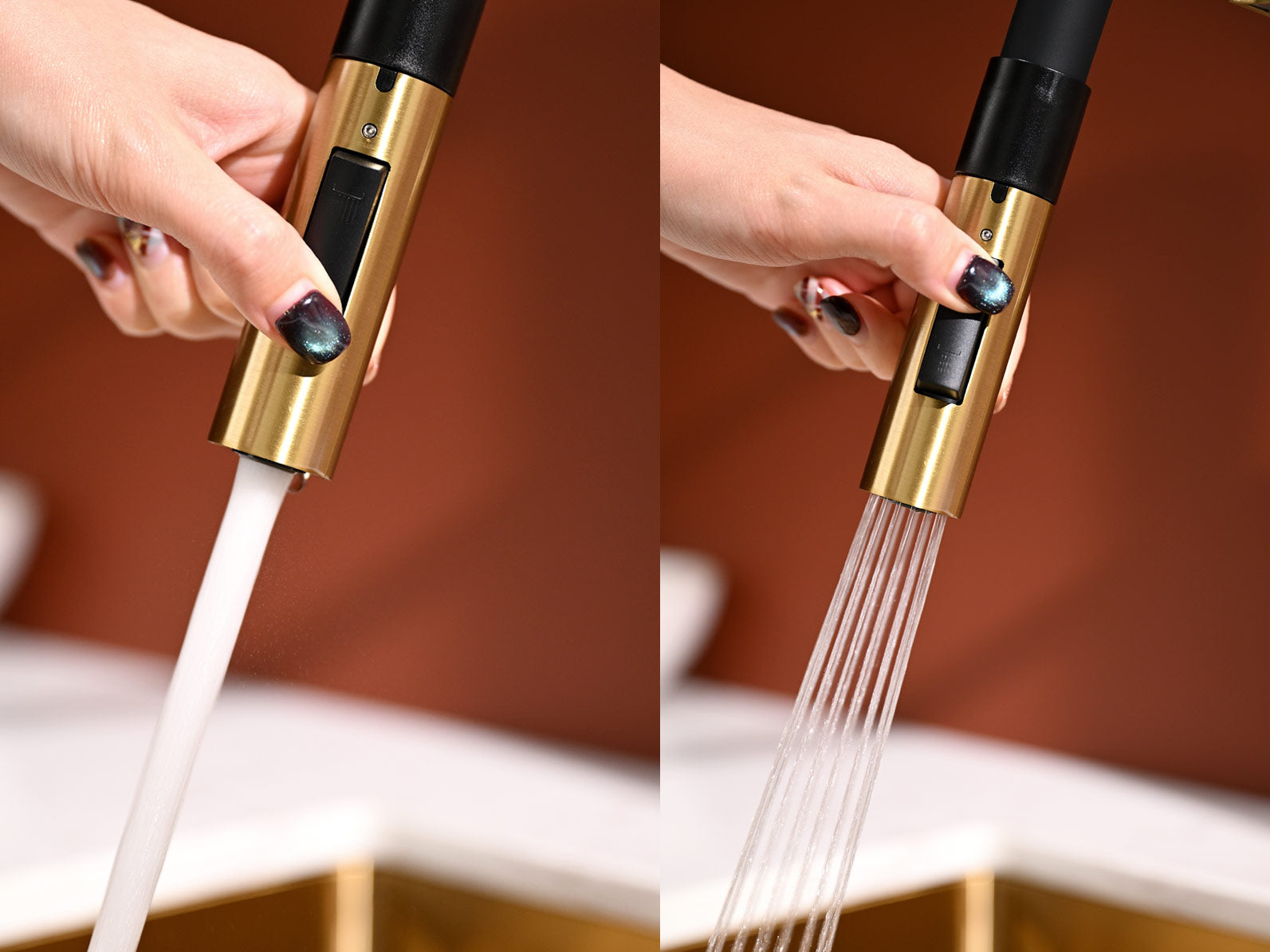 Brushed Gold Magnetic Pull-Down Kitchen Faucet for Modern Kitchens