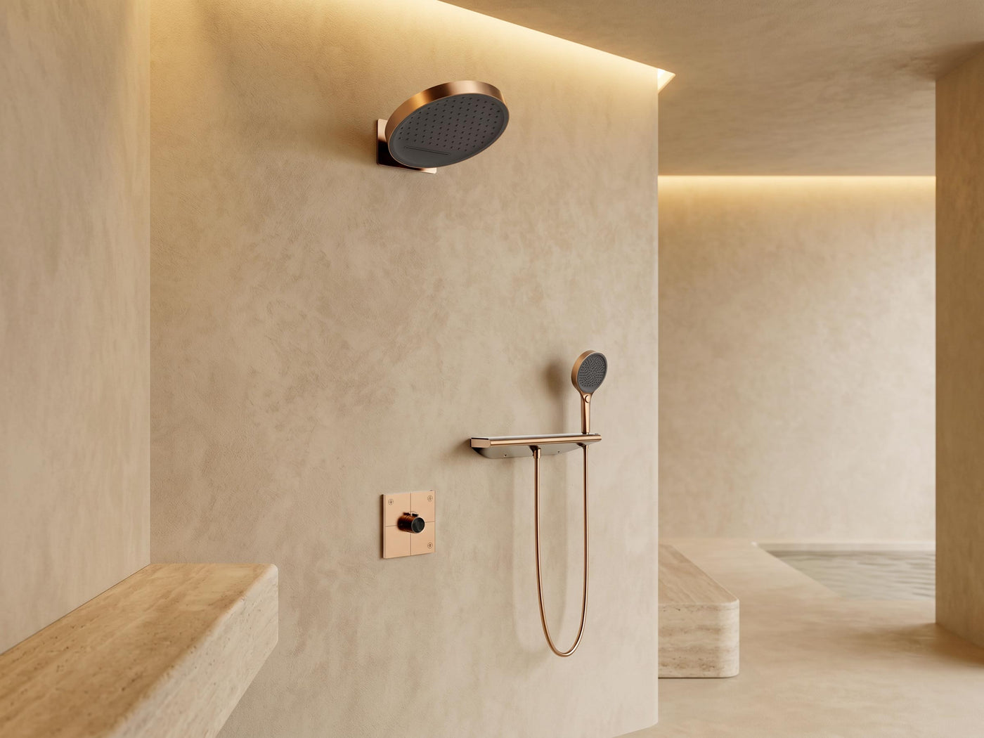 Rose Gold Concealed Rain Shower System for Modern Bathrooms