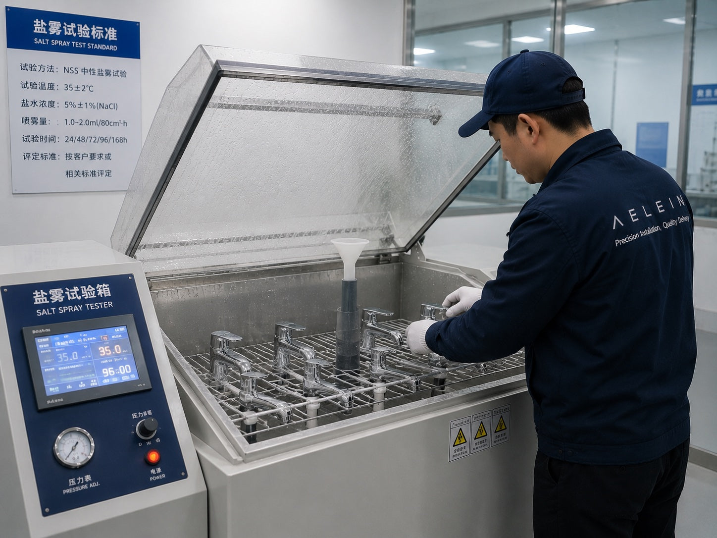AELEIN faucet salt spray test