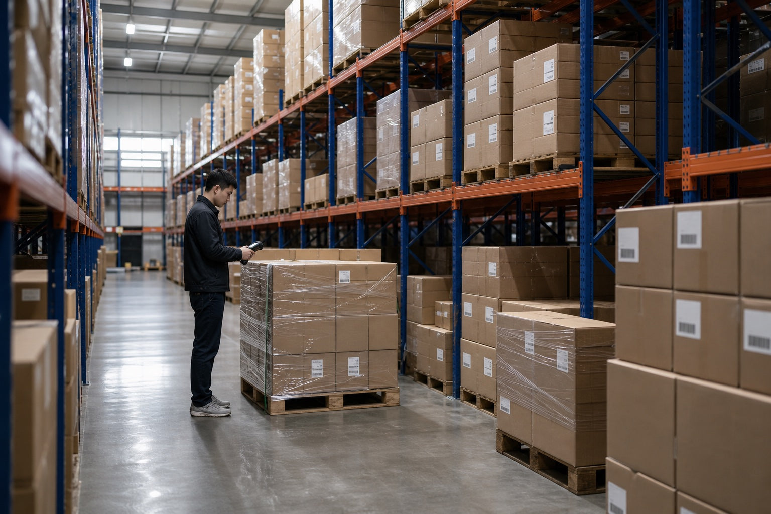 Finished-goods warehouse and dispatch preparation setting